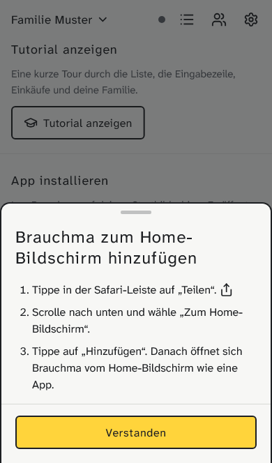 Die Installationsanleitung auf dem iPhone